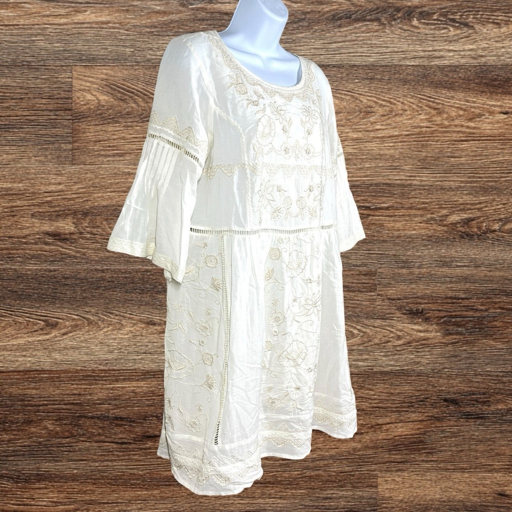 Anthropologie Akemi & Kin Tunic Lace Dress Size M PETITE Ivory Embroidered - Picture 5 of 8